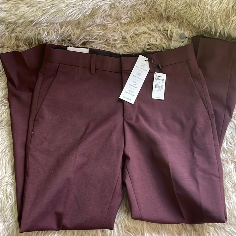 Express Burgundy Dress Pants Tailored Fit
